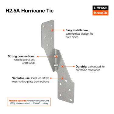 Simpson Strong-Tie ZMax 6 in. H X 1.69 in. W 18 Ga. Galvanized Steel Hurricane Tie