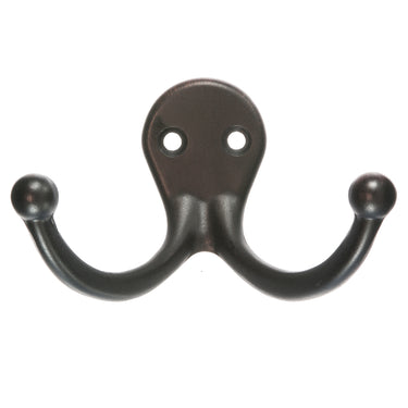 Ace 1 in. L Oil Rubbed Bronze Brown Metal Small Double Garment Hook 2 pk