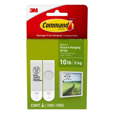 3M Command White Medium Picture Hanging Strips 10 lb 4 pk