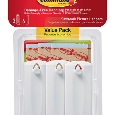 3M Command White Sawtooth Picture Hanger 4 lb 3 pk