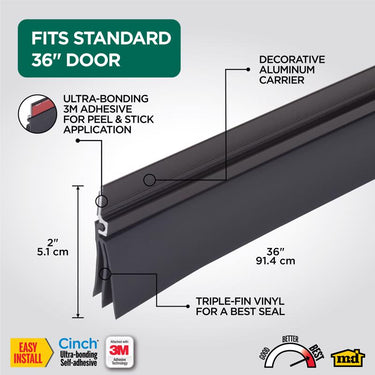 M-D Building Products CINCH Bronze Aluminum/Vinyl Weatherstrip For Doors 36 in. L X 2 in.