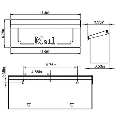Architectural Mailboxes Townhouse Classic Galvanized Steel Wall Mount Black Mailbox
