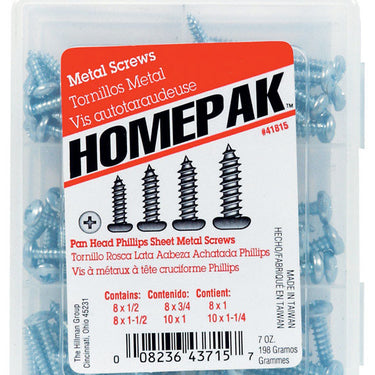 HILLMAN Homepak No. 14 Ga. Phillips Pan Head Sheet Metal Screw Assortment 1 pk