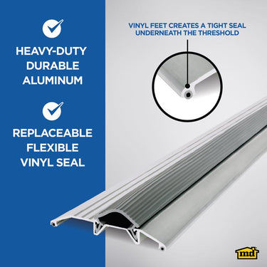 M-D Building Products 0.75 in. H X 3.75 in. W X 36 in. L Aluminum Deluxe Low Threshold Silver