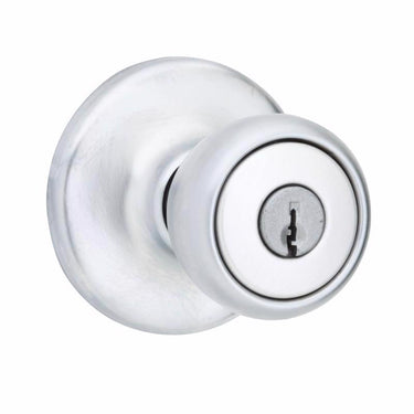Kwikset Tylo Satin Chrome Entry Door Knob 1-3/4 in.