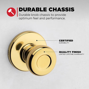 Kwikset Tylo Polished Brass Passage Door Knob