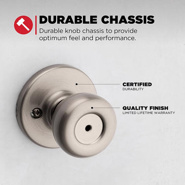 Kwikset Tylo Satin Nickel Privacy Knob Right or Left Handed