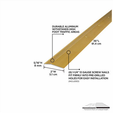 M-D Building Products 0.375 in. H X 2 in. W X 36 in. L Satin Brass Aluminum Carpet Trim