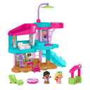 Little People Barbie Beach House playset with slide, rooftop hot tub and umbrella, two figures, lounge chair, float and snack stand
