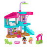 Little People Barbie Beach House playset with slide, rooftop hot tub and umbrella, two figures, lounge chair, float and snack stand