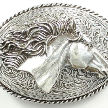 Nocona Ladies Oval Horsehead Buckle Silver Plated - 2.62 X 3.50 in.