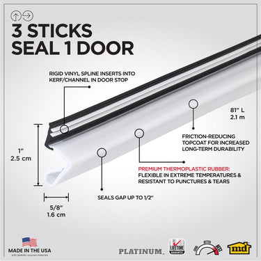 M-D Building Products PLATINUM White Rubber Kerf Molding For Doors 81 in. L X 0.63 in.