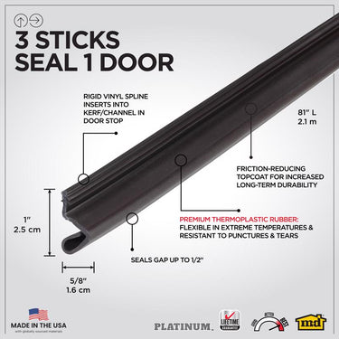 M-D Building Products PLATINUM Brown Rubber Kerf Molding For Doors 81 in. L X 0.63 in.