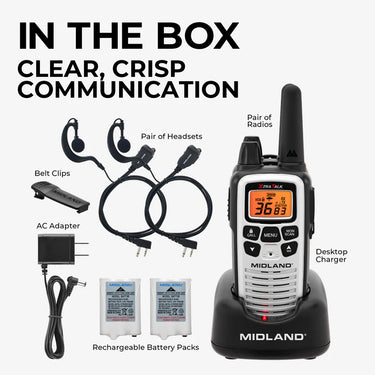 Midland LXT600 FRS Silver Walkie Talkie 2 Pack