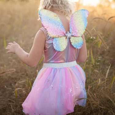 Rainbow Sequins Skirt, Wings & Wand