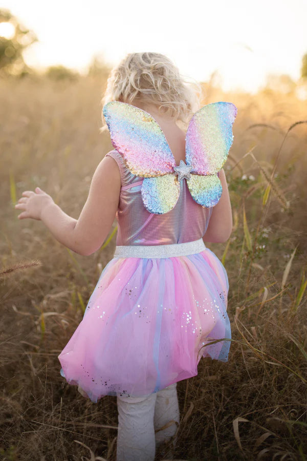 Load image into Gallery viewer, Rainbow Sequins Skirt, Wings &amp; Wand
