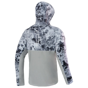 Fishoholic Performance Fishing Hooded Shirt (Storm Grey) Size L