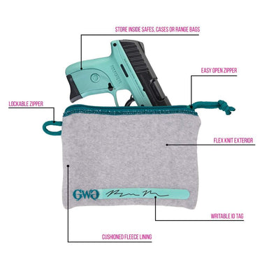 Girls With Guns Lockable Handgun Storage Pouch with Writable ID Label, Compact 5-Inch to 7-Inch Handguns