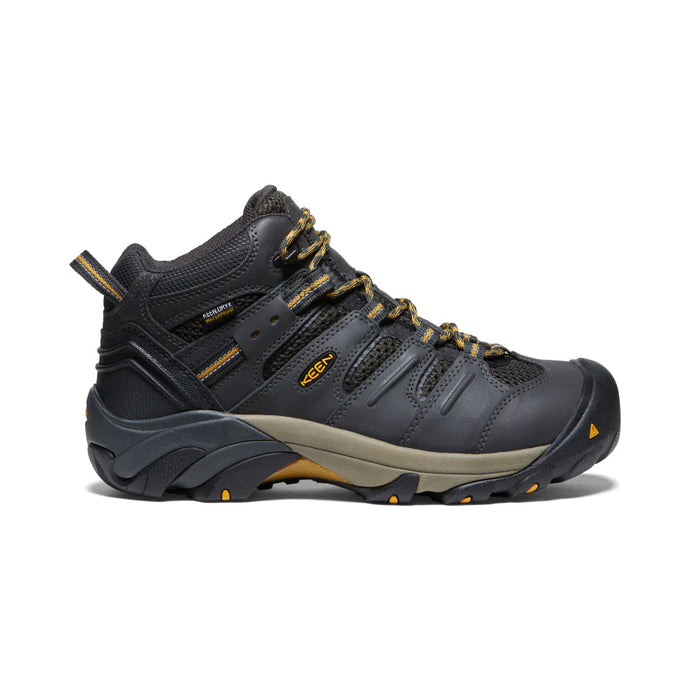 Keen Men's Lansing Mid Waterproof (Steel Toe) 13D Raven/Tawny Olive