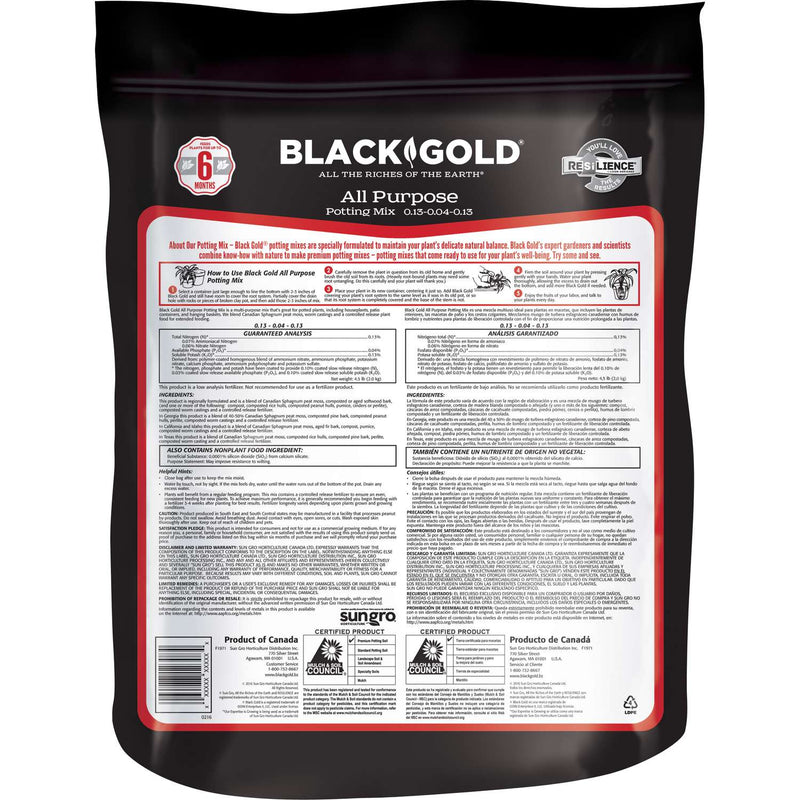 Load image into Gallery viewer, Black Gold All Purpose Potting Mix 8 qt
