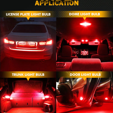 Auxbeam Upgraded 194 LED Bulbs Red, 400% Brighter Extremely Bright Canbus Error Free 168 2825 T10 W5wauxbeam Led Light Bulbs For License Plate Lights Interior Lights Dome Map Light, 30-smd, Pack Of 2