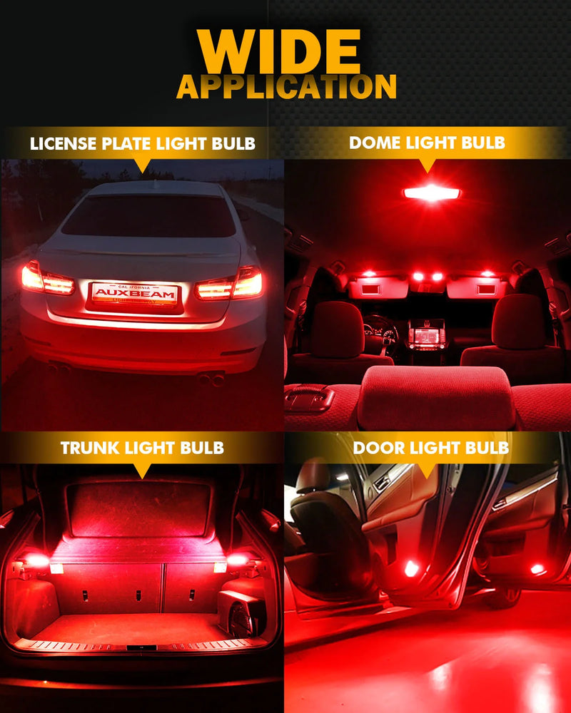 Load image into Gallery viewer, AUXBEAM Upgraded 194 LED Bulbs Red, 400% Brighter Extremely Bright Canbus Error Free 168 2825 T10 W5WAUXBEAM LED Light Bulbs for License Plate Lights Interior Lights Dome Map Light, 30-SMD, Pack of 2
