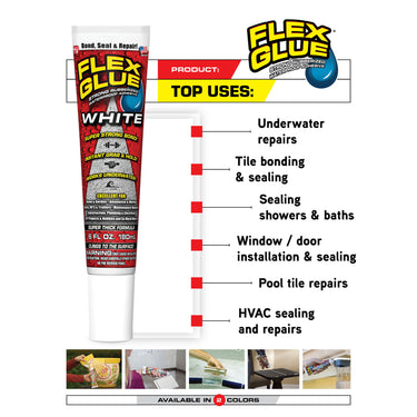 Flex Seal Family of Products Flex Glue MINI White Rubberized Waterproof Adhesive 0.75 fl. oz.