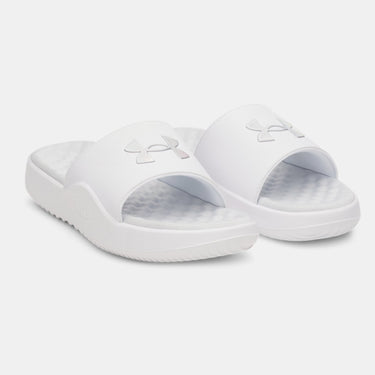 Under Armour Ignite Pro 8 Fixed Strap Women's Slides(White/Iridescent) Size 8