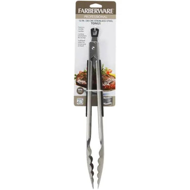 Farberware Silver Silicone/Stainless Steel Tongs