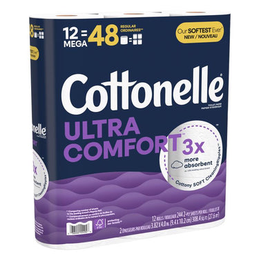 Cottonelle Ultra ComfortCare Toilet Paper 12 Rolls 244 sheet 4 in.