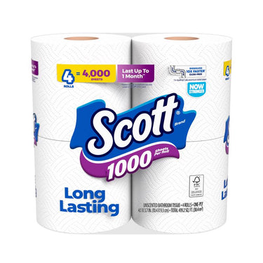 Scott Toilet Paper 4 Rolls 1000 sheet 4 in.