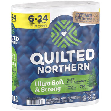 Quilted Northern Ultra Soft & Strong Toilet Paper 6 Rolls 295 sheet 186.8 sq ft
