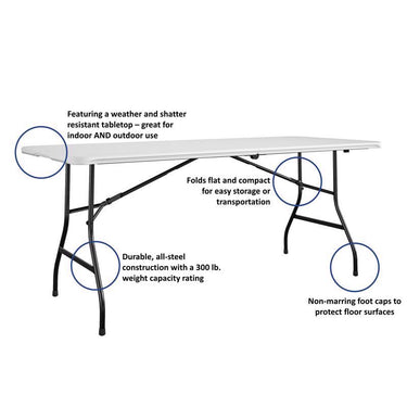 Cosco Casual 29.69 in. W X 72 in. L Rectangular Folding Buffet Table