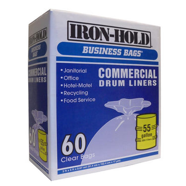 Iron-Hold 55 gal. No Scent Drum Liners Twist Tie 60 pk
