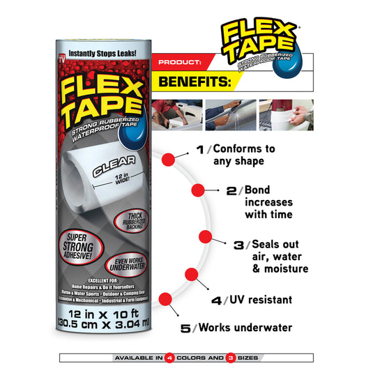 Flex Tape 4 in. W X 5 ft. L White Waterproof Repair Tape