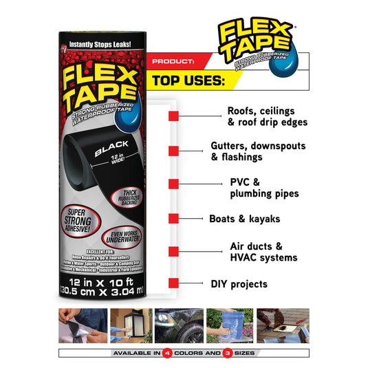 Flex Tape 4 in. W X 5 ft. L White Waterproof Repair Tape