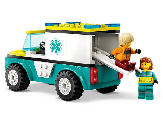 Lego City Emergency Ambulance and Snowboarder 79pc