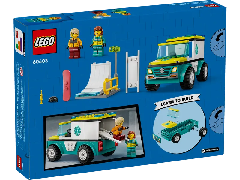 Load image into Gallery viewer, Lego City Emergency Ambulance and Snowboarder 79pc
