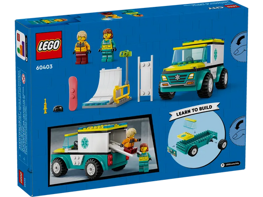 Lego City Emergency Ambulance and Snowboarder 79pc