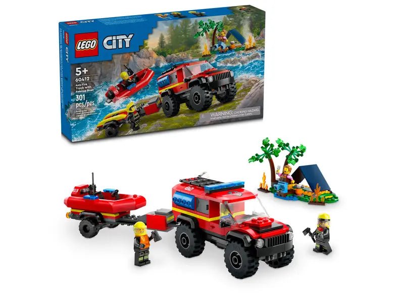 Load image into Gallery viewer, Lego City 4x4 Fire Truck with Rescue Boat 301pc
