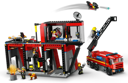 Lego City Fire Station with Fire Truck 843pc