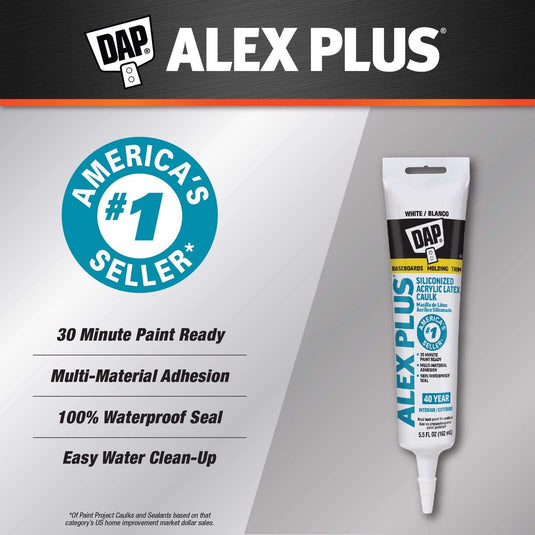 DAP Alex Plus White Acrylic All Purpose Caulk 5.5 oz