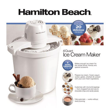 Hamilton Beach White 4 qt Ice Cream Maker 15.3 in. H X 12.5 in. W X 11.1 in. L