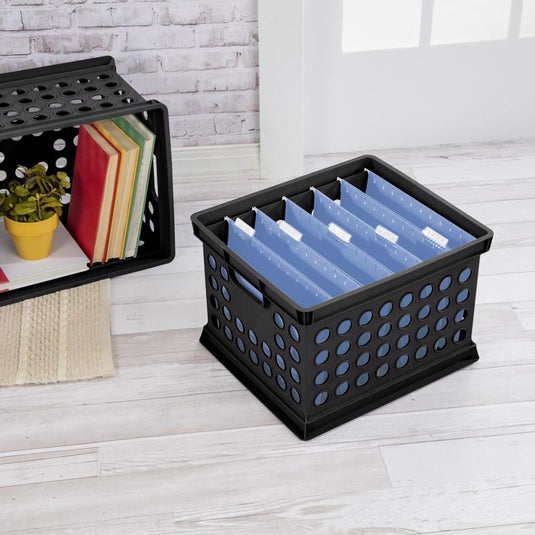 Sterilite Black Crate 10.62 in. H X 15.62 in. W X 13.75 in. D Stackable