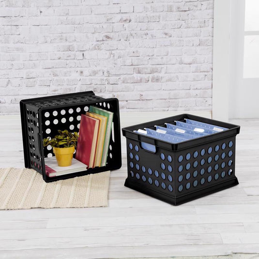 Sterilite Black Crate 10.62 in. H X 15.62 in. W X 13.75 in. D Stackable