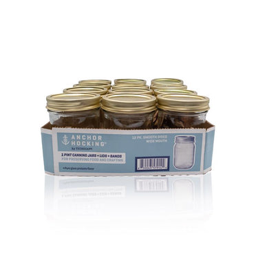 Anchor Hocking Tecnocap Wide Mouth Canning Jar 16 oz 12 pk
