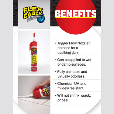 Flex Seal Family of Products Flex Caulk Clear Polymer Advanced Hybrid Polymer Caulk 6.6 oz