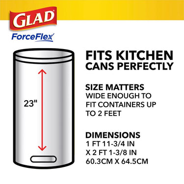 Glad Force Flex 13 gal. No Scent Kitchen Trash Bags Drawstring 100 pk