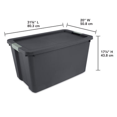 Sterilite 34 gal Gray Storage Tote w/Latching Lid 17.25 in. H X 31.62 in. W X 20 in. D Stackable
