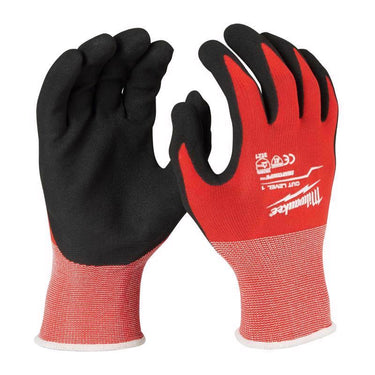 Milwaukee Cut Level 1 Unisex Indoor/Outdoor Gloves Black/Red L 3 pair